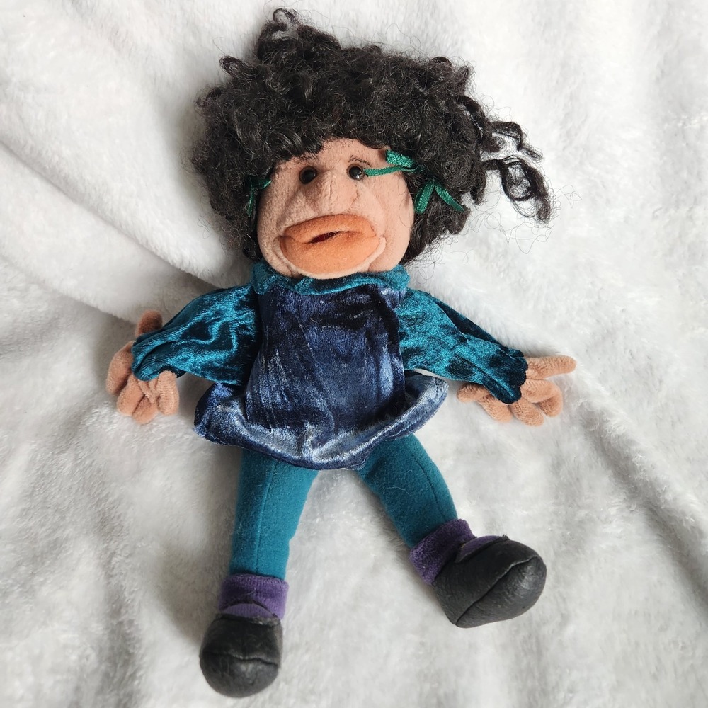Folkmanis Girl Finger Puppet Black Hair Brown Skin 12" African American NWT